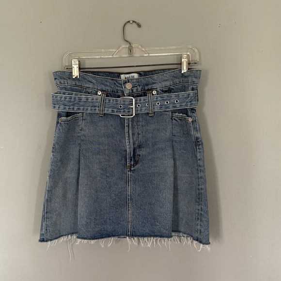 AGOLDE paper bag belted denim jean skirt. Size 26 - Picture 1 of 10